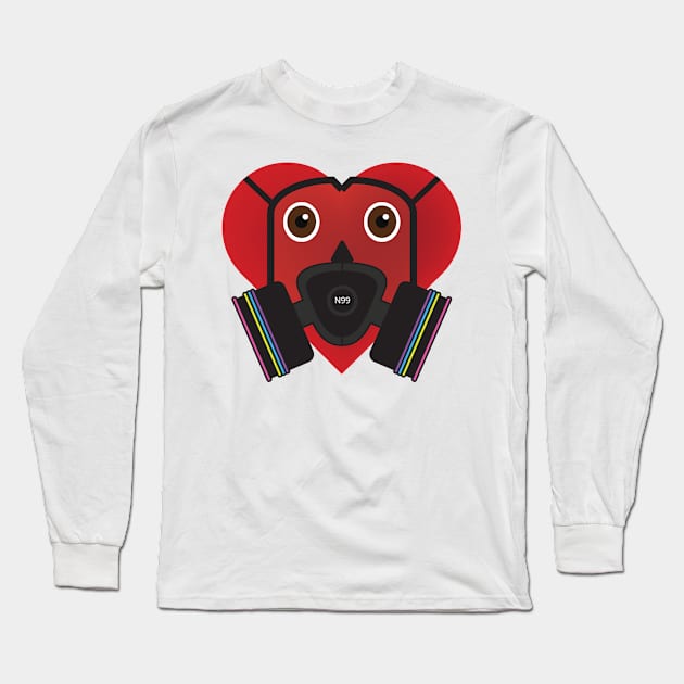 Mask Heart - Painters Mask Long Sleeve T-Shirt by Madethisforme